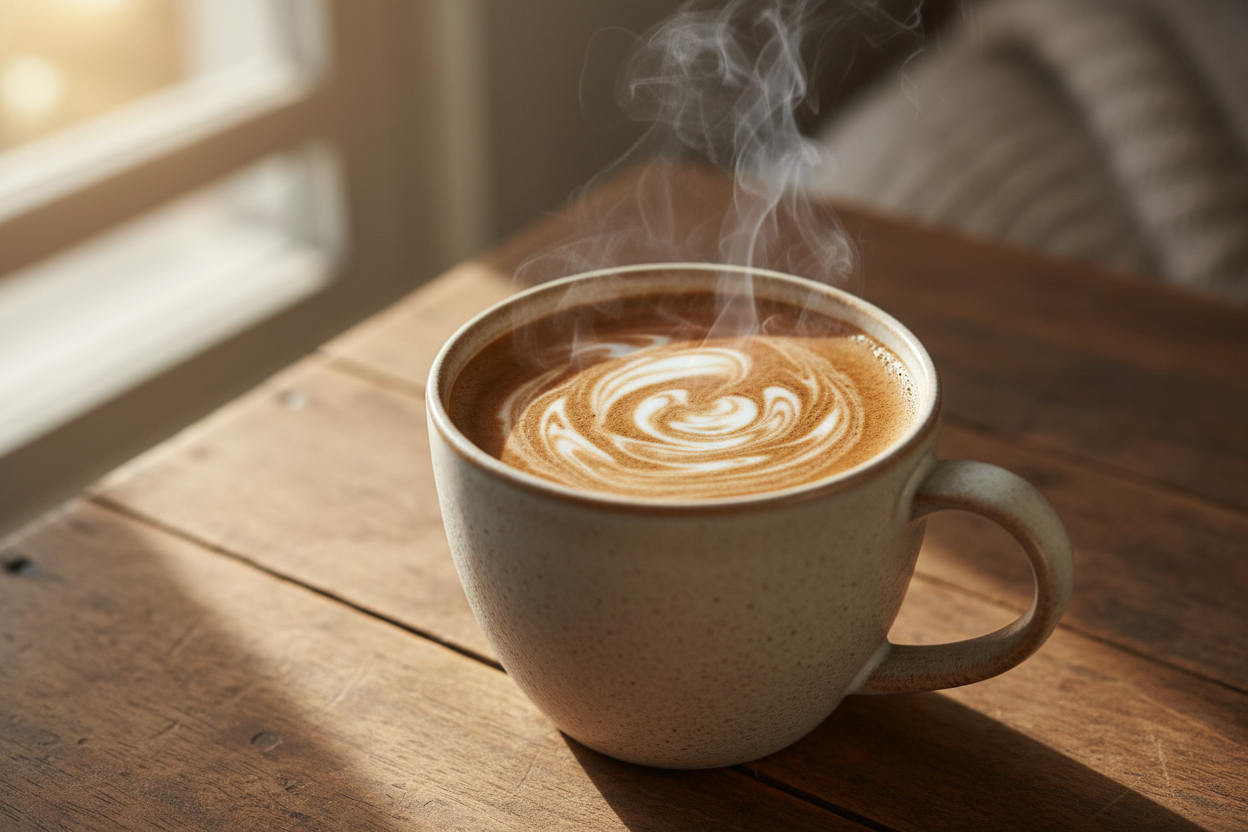 A creamy warm cup of coffee